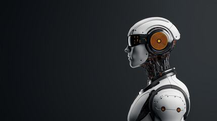 Aufkleber - humanoid robot with advanced AI technology and facial recognition features, showcasing sleek design and intricate internal components