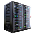© Vector Nazmul - server rack with servers isolated on transparent white background, clipping path