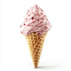 Poster - Deliciously swirled strawberry ice cream in a crunchy cone ready to be enjoyed on a sunny day