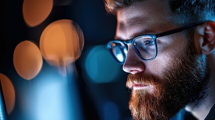 Wall Mural - a team of cybersecurity professionals working in a darkened room filled with computer screens, analy