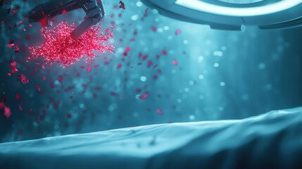 Wall Mural - a surgeon using a robotic surgical system to perform a delicate operation, highlighting the precisio