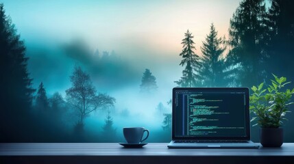 Wall Mural - a split screen view of a code editor and a web browser, with the developer code changes instantly re