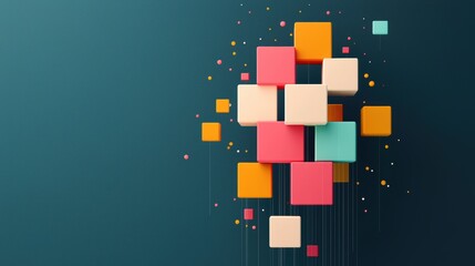 Wall Mural - a conceptual representation of different programming languages as building blocks, highlighting the 
