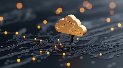 Wall Mural - a graphic illustration of a world map with interconnected nodes representing servers and data center