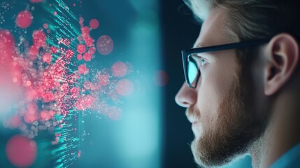 Wall Mural - a developer working on code related to machine learning algorithms, with graphs and data sets visibl