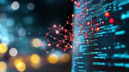 Wall Mural - a close up shot of a computer screen displaying complex mathematical formulas and algorithms, repres