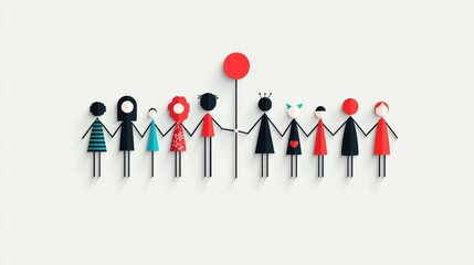 Wall Mural - a group of diverse individuals from different cultures and backgrounds holding hands, symbolizing th