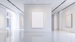 © Chaikit - 2409_068.3d rendering architectural visualization of a stylish modern gallery space for  art gallery, front elevation view, advanced model full scene, 800 mm, tint shift, elegant lighting with