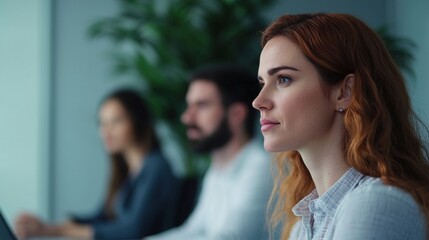 Aufkleber - Focused young professionals in modern office space collaborative environment productivity