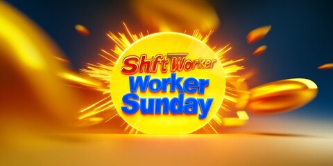 Aufkleber - Celebrating International Shift Worker Sunday Modern Appreciation with a Neon Glow