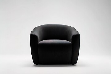 front view modern stylish minimalist black armchair isolated on white background