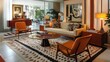 © TopMedia - Stylish Mid-Century Living Room with Art and Modern Furniture