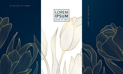 Wall Mural - vector set of flower golden art deco patterns, floral line package labels. perfume, beauty products,