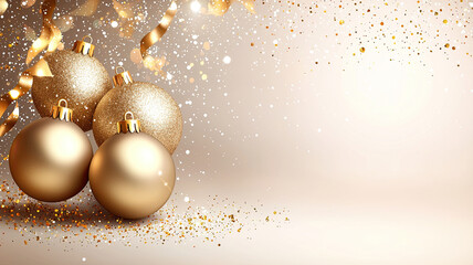 Wall Mural - golden ornaments with festive sparkles on warm background