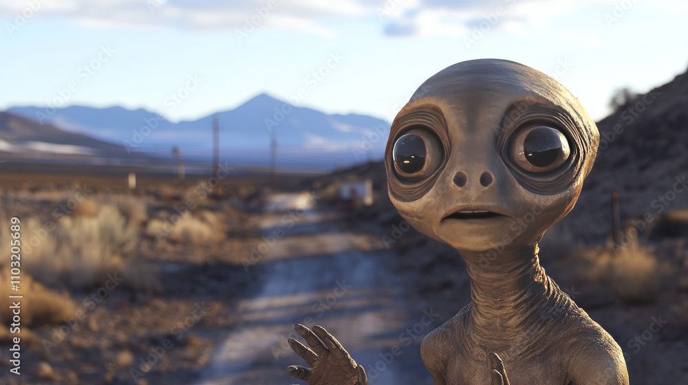 Extraterrestrial alien shows on the virtual map of the UFO crash site ...