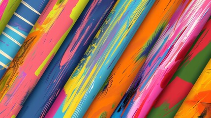 Canvas Print - colorful abstract background of painted stripes.
