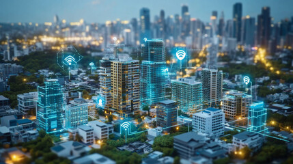  Building design concept. Engineering of autonomous system of smart building. Drafting of communications of house. Project development of apartment house. Architectural drawing, blueprint of facade.