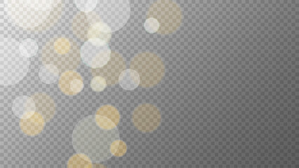 Poster - Bokeh lights. Blurred overlay template. Abstract blur light effect. Transparent background. Vector illustration.