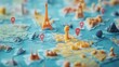 © Chonpicha - Airport travel Colorful world map with landmarks and markers.