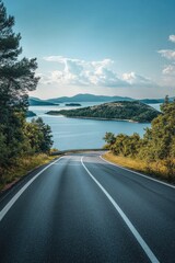 Canvas Print - Empty Road Near Lake