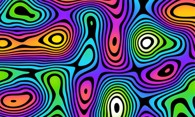 Poster - Imitation of Hand drawn colorful retro style groovy psychedelic vector background