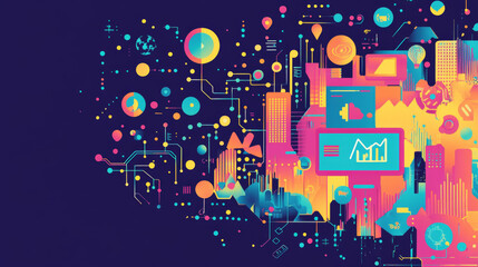 Wall Mural - border or frame design for kids technology education. stem professions learning for children. progra