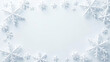 © Apalko - White winter background with copy space with snowflakes in the form of a frame. Christmas and New Year concept.