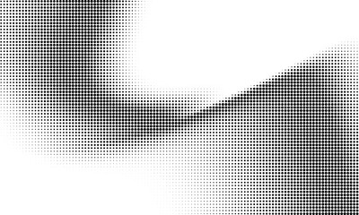 Poster - Monochrome gradient halftone dots background. Vector illustration. Big wave on white background
