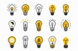 © artemstepanov - Light bulb flat icon set, light bulb icons collection, simple minimal logos isolated on white