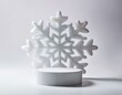© saratm - Empty white podium in shape of a snowflake on white background