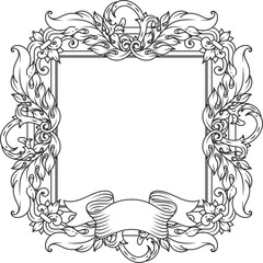 Wall Mural - a frame with a ribbon and leaves