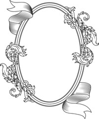 Wall Mural - a black and white drawing of a frame with a ribbon around it