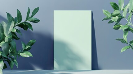 Canvas Print - Pale Green Panel Framed by Lush Green Foliage