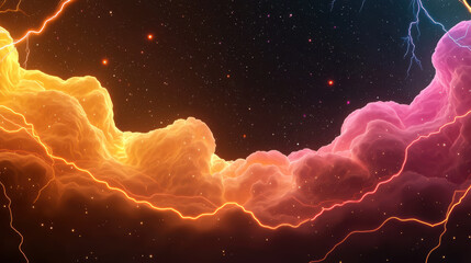 Wall Mural - vibrant nebula with glowing colors and stars in night sky, showcasing cosmic scene filled with energ