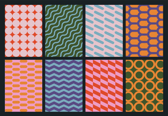 Wall Mural - set of colorful geometric backgrounds. minimalist posters in trendy vintage style. abstract design w