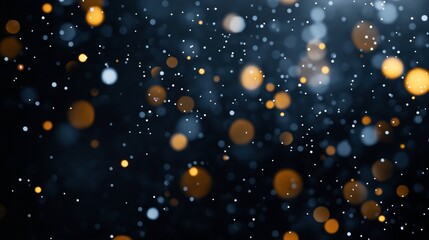 Abstract image featuring a bokeh effect with various out-of-focus light dots in blue and orange on a dark background.
