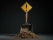 © Cozy Coffee Bar - Dustpan with warning sign and pile of dirt symbolizing danger