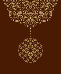 Wall Mural - circular pattern in form of mandala with flower for henna, mehndi, tattoo, decoration. decorative or