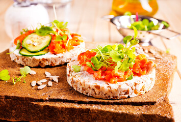 Wall Mural - Fresh sandwiches with smoked salmon