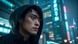 © Chenda - Exotic Japanese Male Supermodel Portrait Cyberpunk City Night Light Model