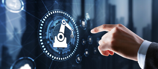 RPA Robotic Process Automation system. Artificial intelligence concept