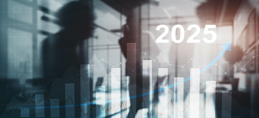 Wall Mural - financial background, economic growth 2025. abstract background. mixed media