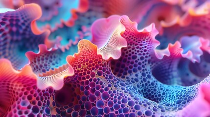 Wall Mural - a colorful, abstract, 3d rendering of a porous and organic shape.