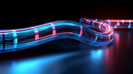 Canvas Print - futuristic glowing fiber optic cable, abstract technology concept.