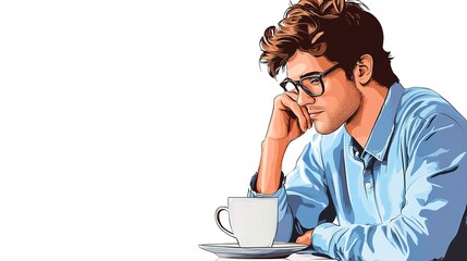 A young professional male, depicted in a detailed vector illustration with no background, working from home with web development elements, showcasing a modern and efficient digital workspace.