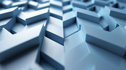 Canvas Print - an abstract 3d rendering of a geometric pattern made of blue rectangular shapes.