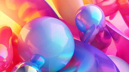 Wall Mural - a 3d rendering of colorful, glowing, and smooth shapes.