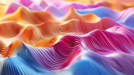 Wall Mural - abstract digital art of a colorful landscape with wavy lines.