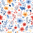 © Sunun - Floral flowers and beautiful colorful leaves wallpaper seamless pattern for interior decoration or background.