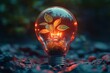 © Nata - A glowing lightbulb with a leafy plant growing inside it. Generative AI